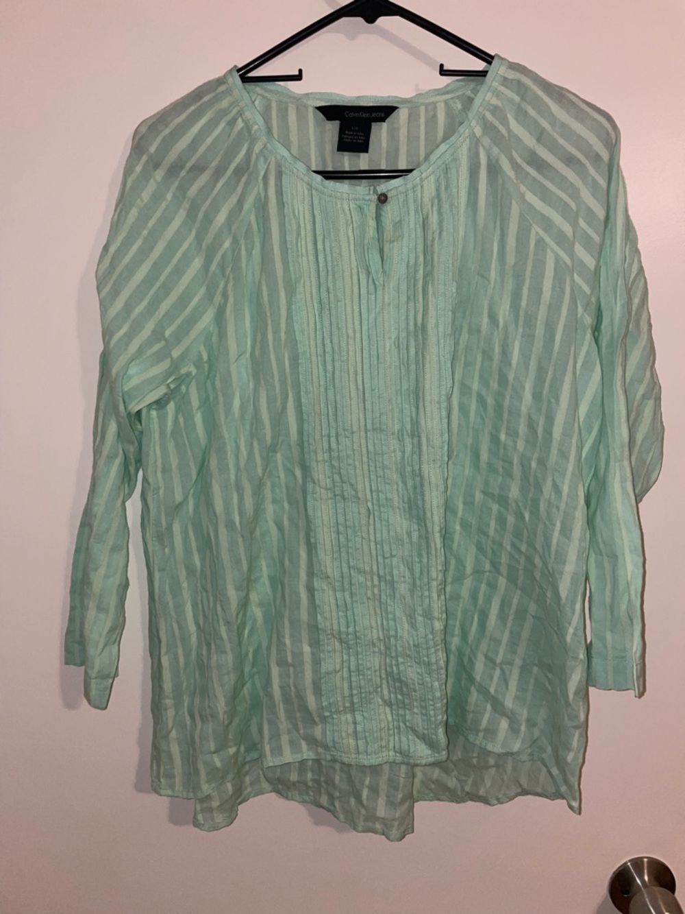 Calvin Klein Jeans Mint Green Striped Blouse